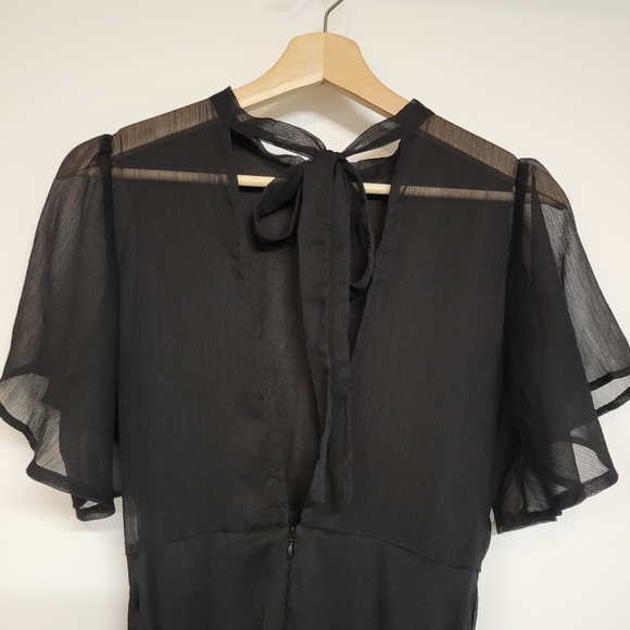 SHEIN Unity Mock-neckKnot Back Sheer Panel...Black Dress Sz Medium - Picture 8 of 11